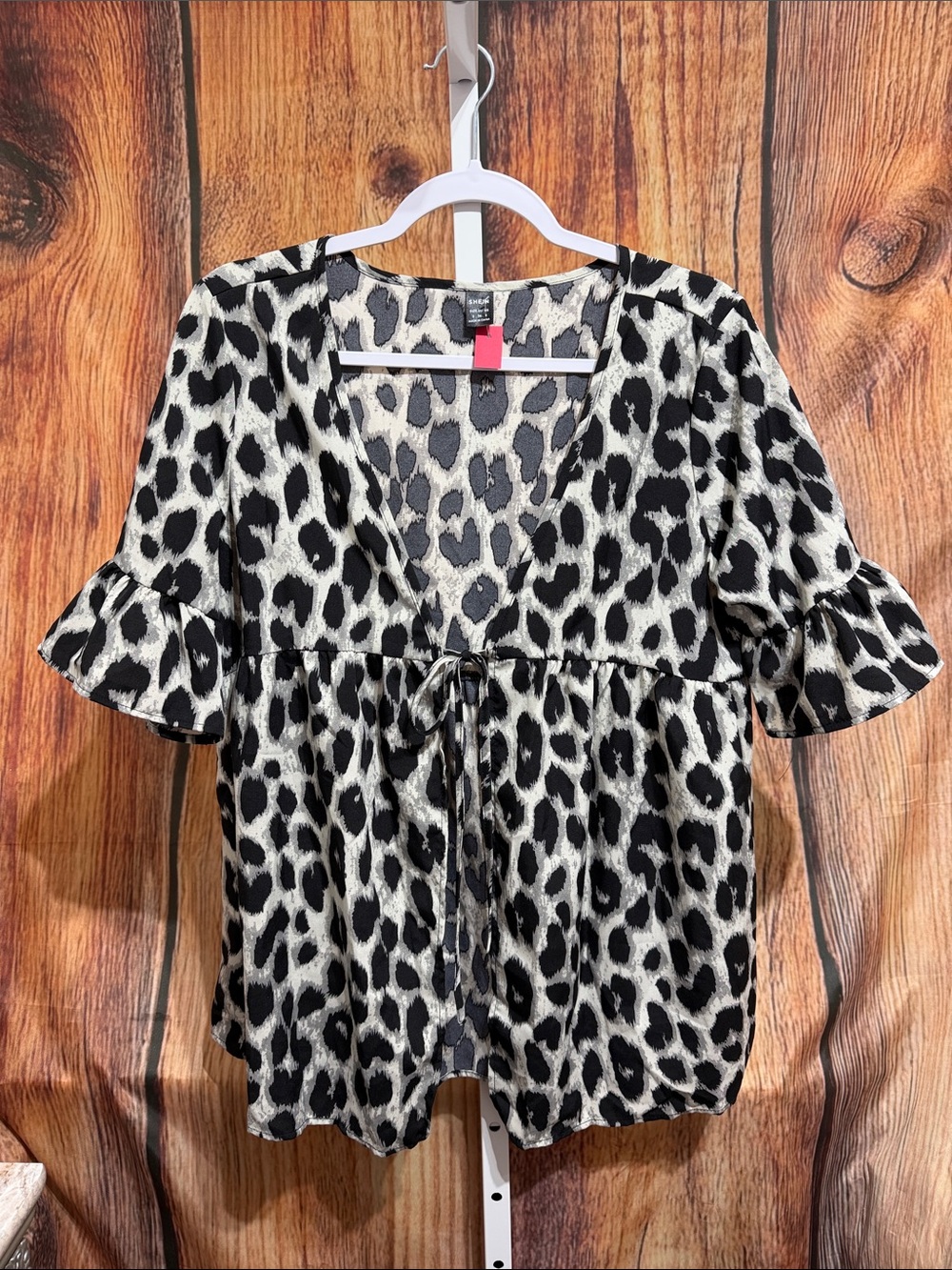 Shein Tie Front Bell Sleeve Blouse Size S